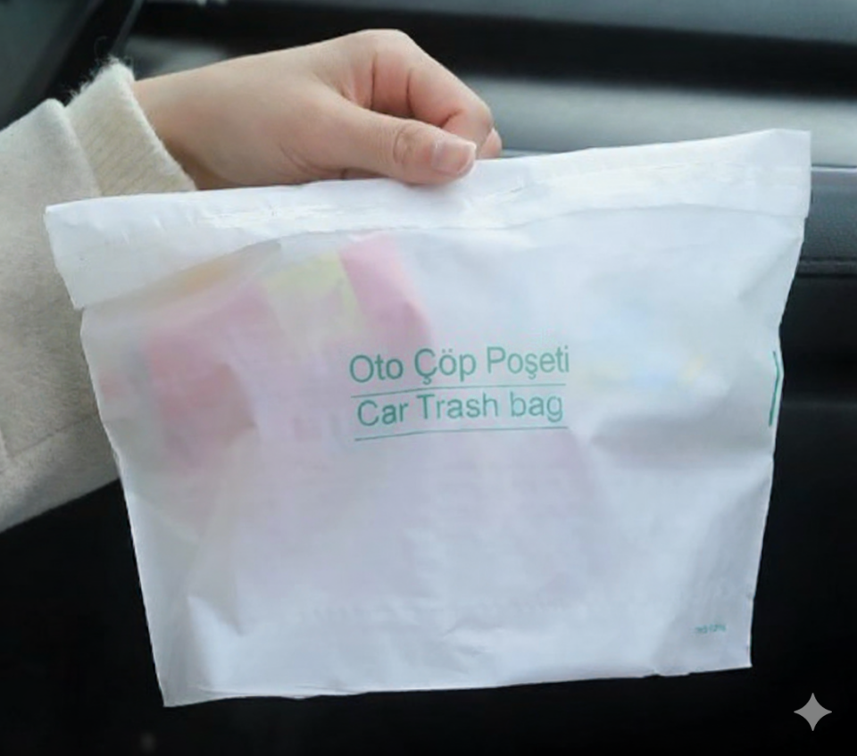 Pratik Su Geçirmez Oto Araba Çöp Poşeti Yapışkanlı 20 Adet