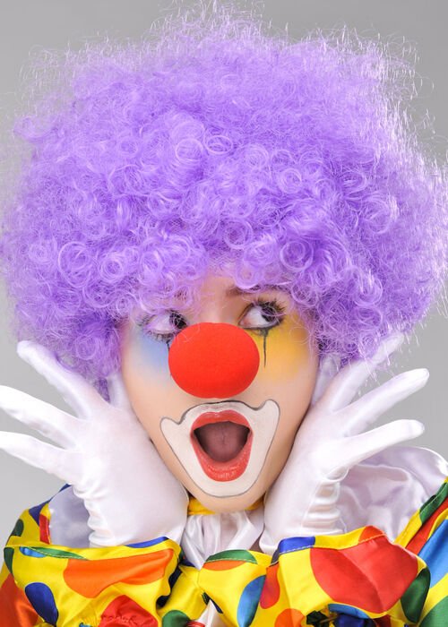 Parti Aksesuar Kıvırcık Afro Bonus Peruk Takma Saç Kırmızı Burun Seti