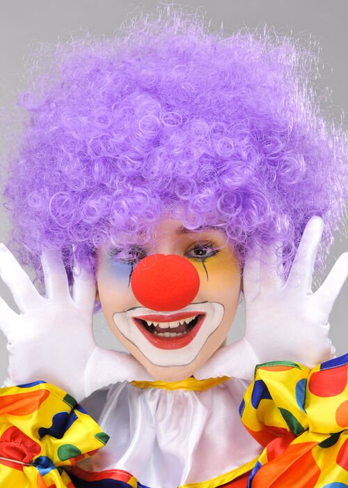 Parti Aksesuar Kıvırcık Afro Bonus Peruk Takma Saç Kırmızı Burun Seti