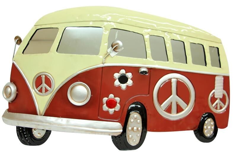 Minibüs Pano Kırmızı Vintage Dekoratif Ev Ofis Hediyelik