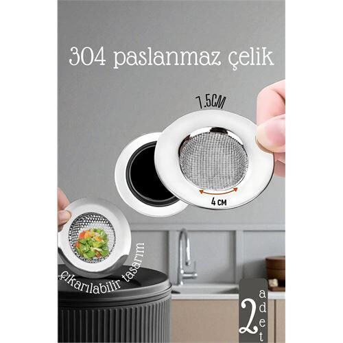 Lavabo Süzgeci - 7.5 cm Çap 2 Lİ SET Gider Sügeci Lavabo Süzgeci