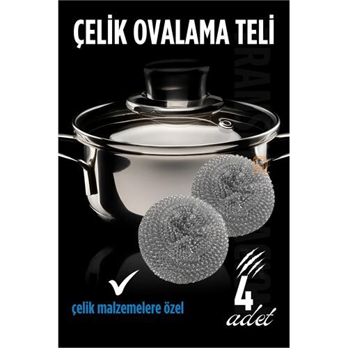 Çelik Bulaşık Ovalama Teli 4 Adet
