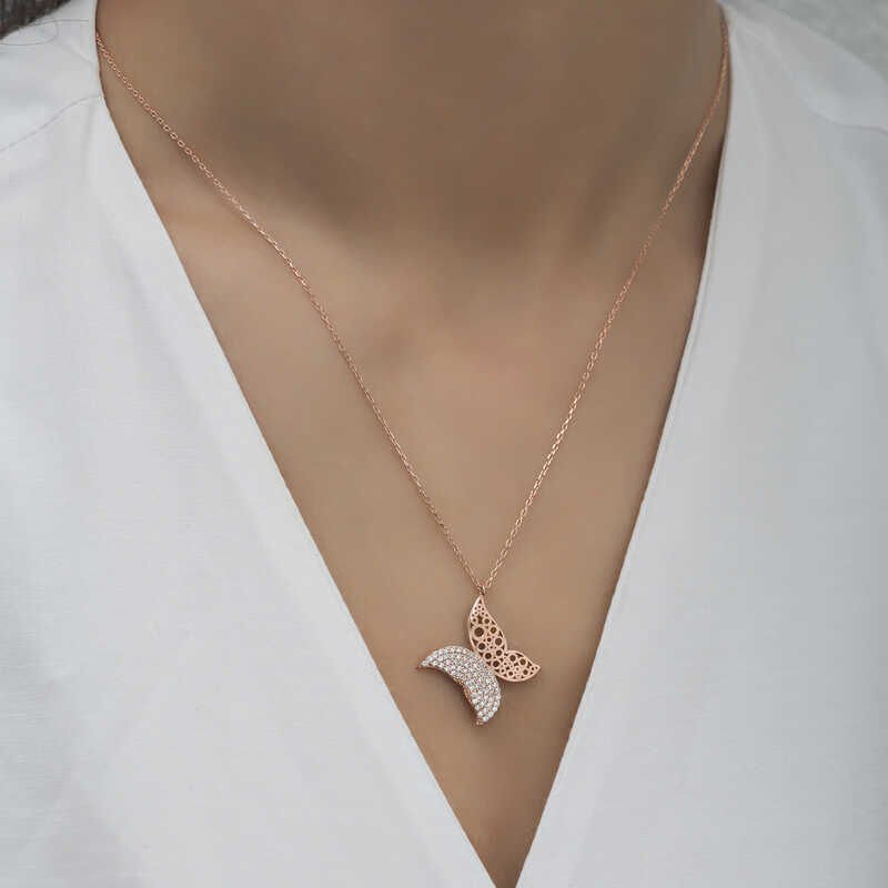 925 Ayar Gümüş Kelebek Kadın Gümüş Kolye