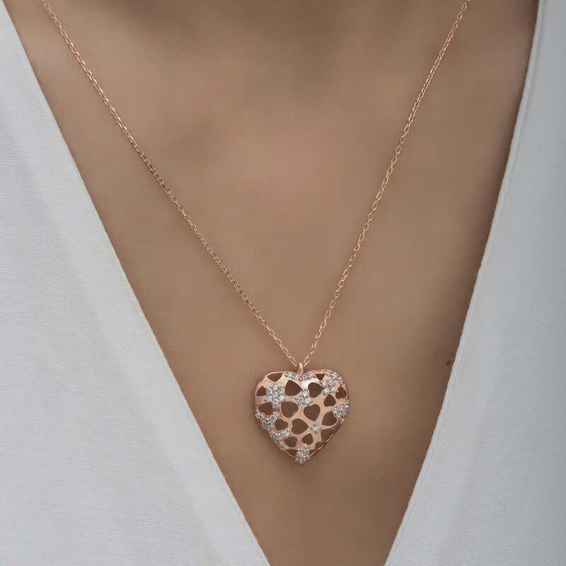 925 Ayar Gümüş Bombeli Kalp Kadın Gümüş Kolye