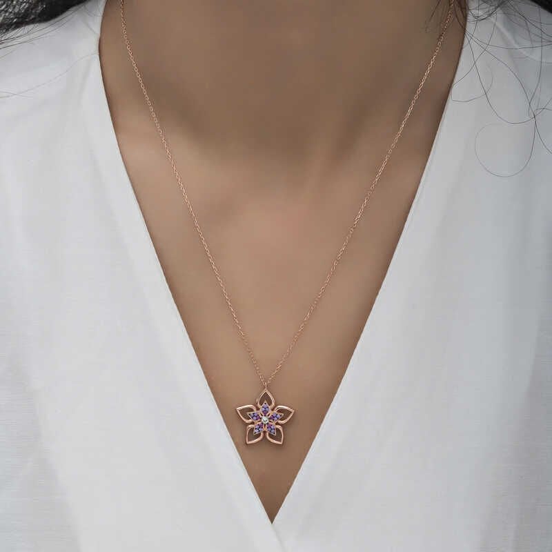 ​925 Ayar Gümüş Çiçek Kadın Gümüş Kolye