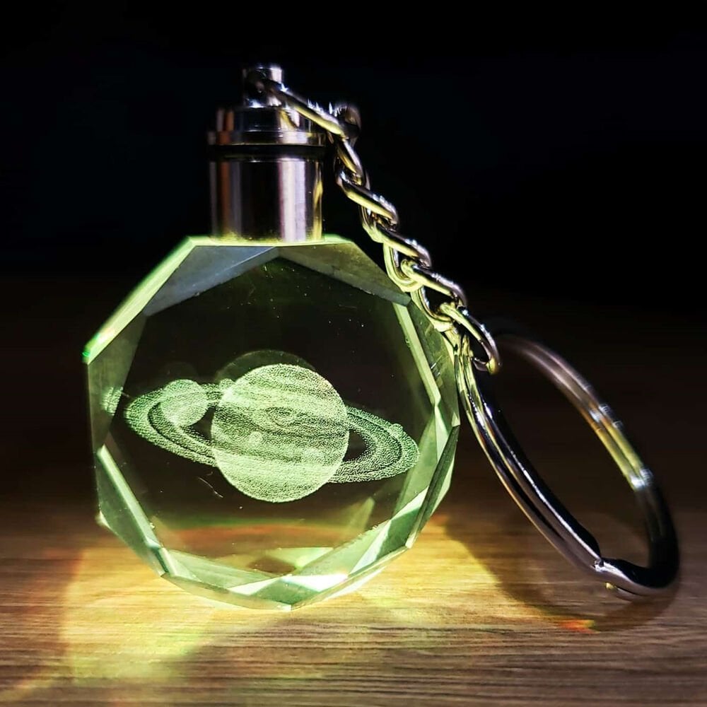 Renk Değiştiren Satürn Gezegen Küre Ve Anahtarlık Seti