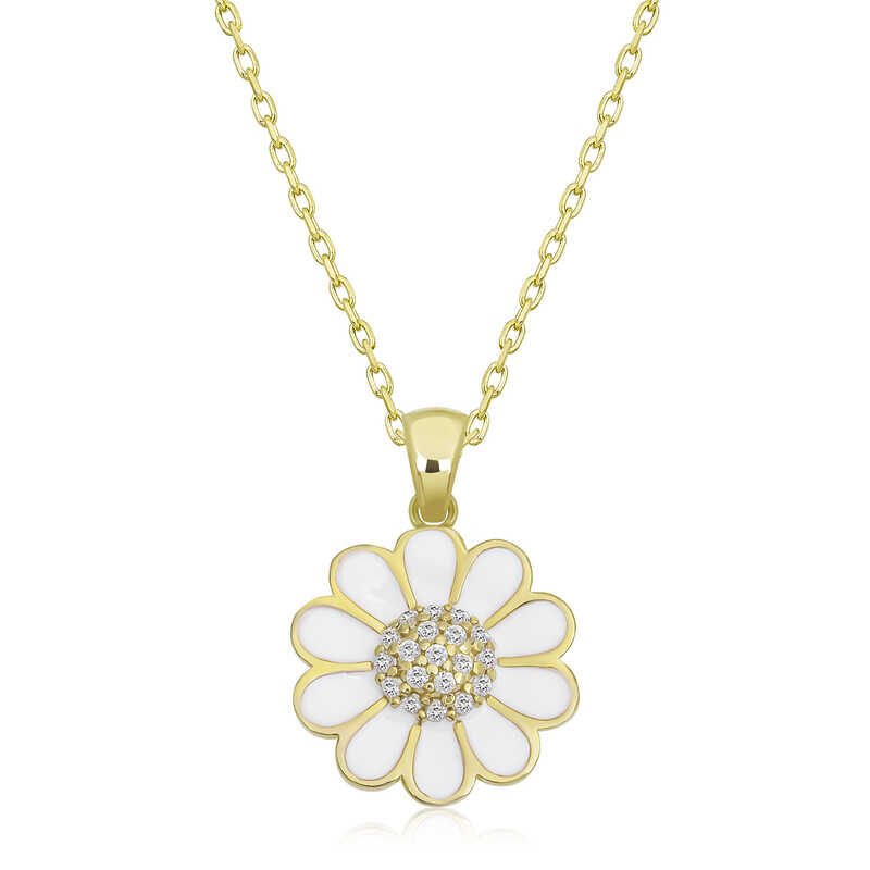 925 Ayar Gümüş Papatya Kadın Gümüş Kolye