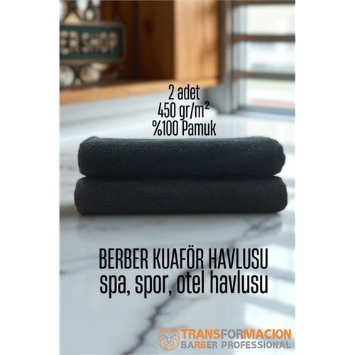 Kuaför Berber Havlusu 2 ADET Pamuk Berber Havlusu 50x90 Siyah