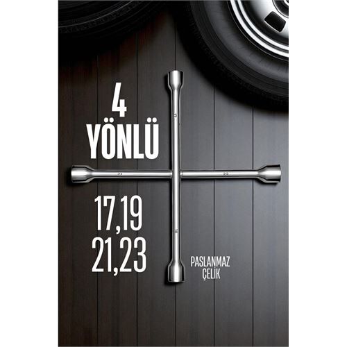 Bijon Anahtarı 4 Uçlu Çelik  Bijon Anahtarı