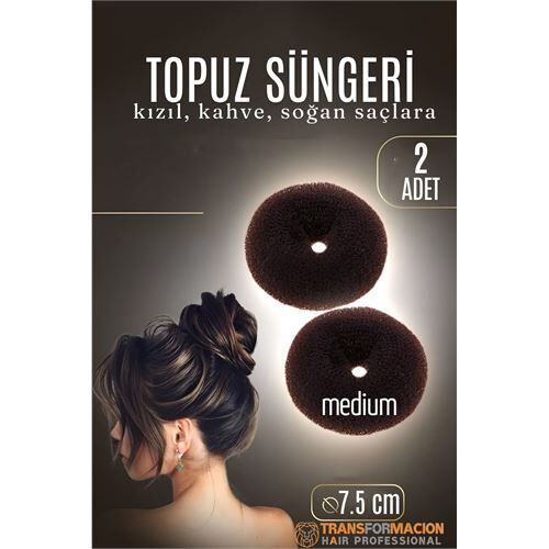 KAHVE Mini Saç Topuz Süngeri  2 ADET 7.5 CM Çap 3 cm Kalınlık