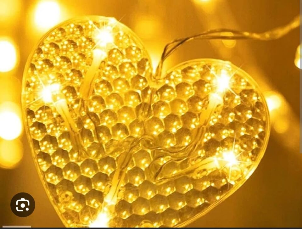 Kalp Perde Led 3m 6 Sıra 12 Adet Kalp Led ışık Gün Işığı