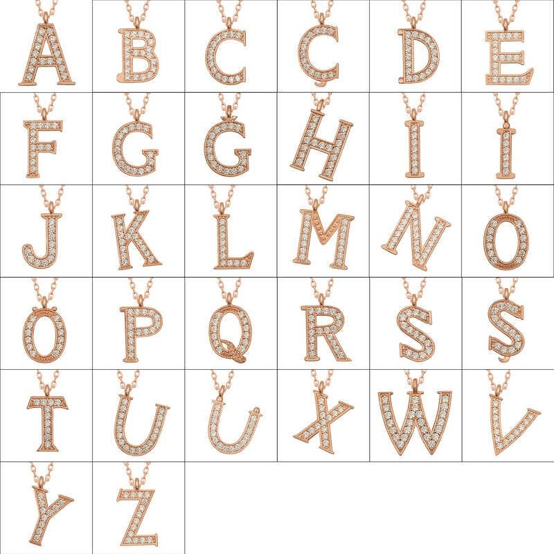 925 Ayar Gümüş Rose F Harfi Kadın Gümüş Kolye