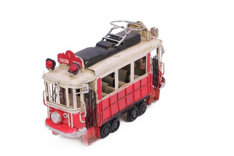 Dekoratif Metal Taksim Tramvay Orta Boy Vintage Biblo Hediyelik