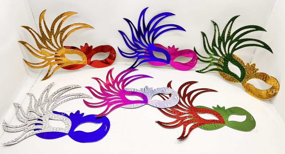 Rengarenk Kağıt Malzemeden İmal Parti Balo Maskesi 6 Adet