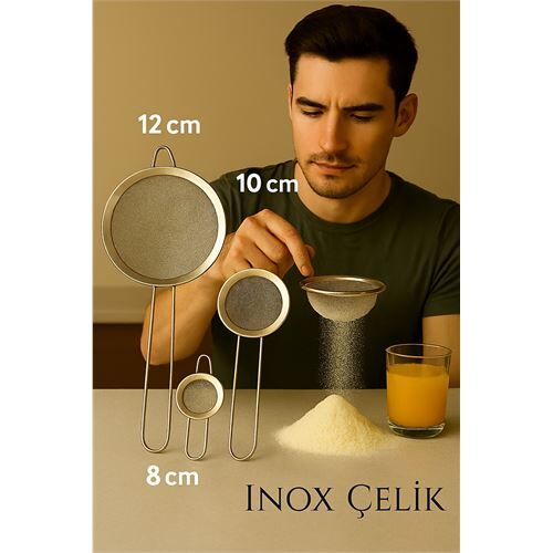 Inox Süzgeç Seti - 3 Boy Çok Amaçlı Süzgeç 304 Çelik Profesyoneller İçin