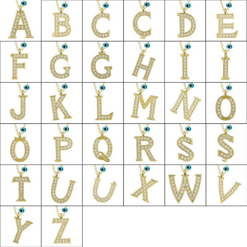 925 Ayar Gümüş Nazar Gold T Harfi Kadın Gümüş Kolye