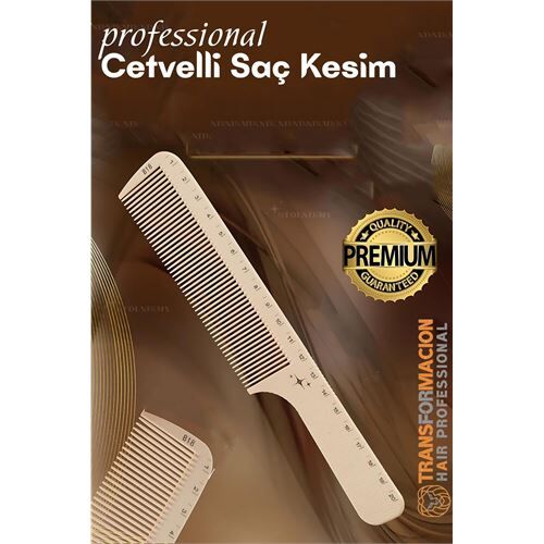Cetvelli Saç Kesim Tarağı - Berber Kuaför Saç Kesim Tarağı Profesyonel