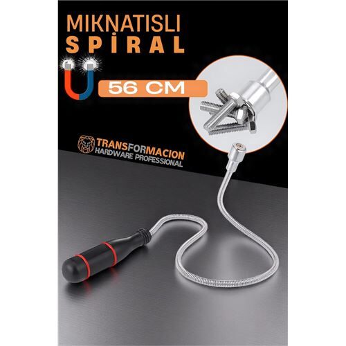 Esnek Manyetik Toplama Aracı - Mıknatıslı Spiralli Çubuk Metal Vida Civata Somun Arama Çubuğu