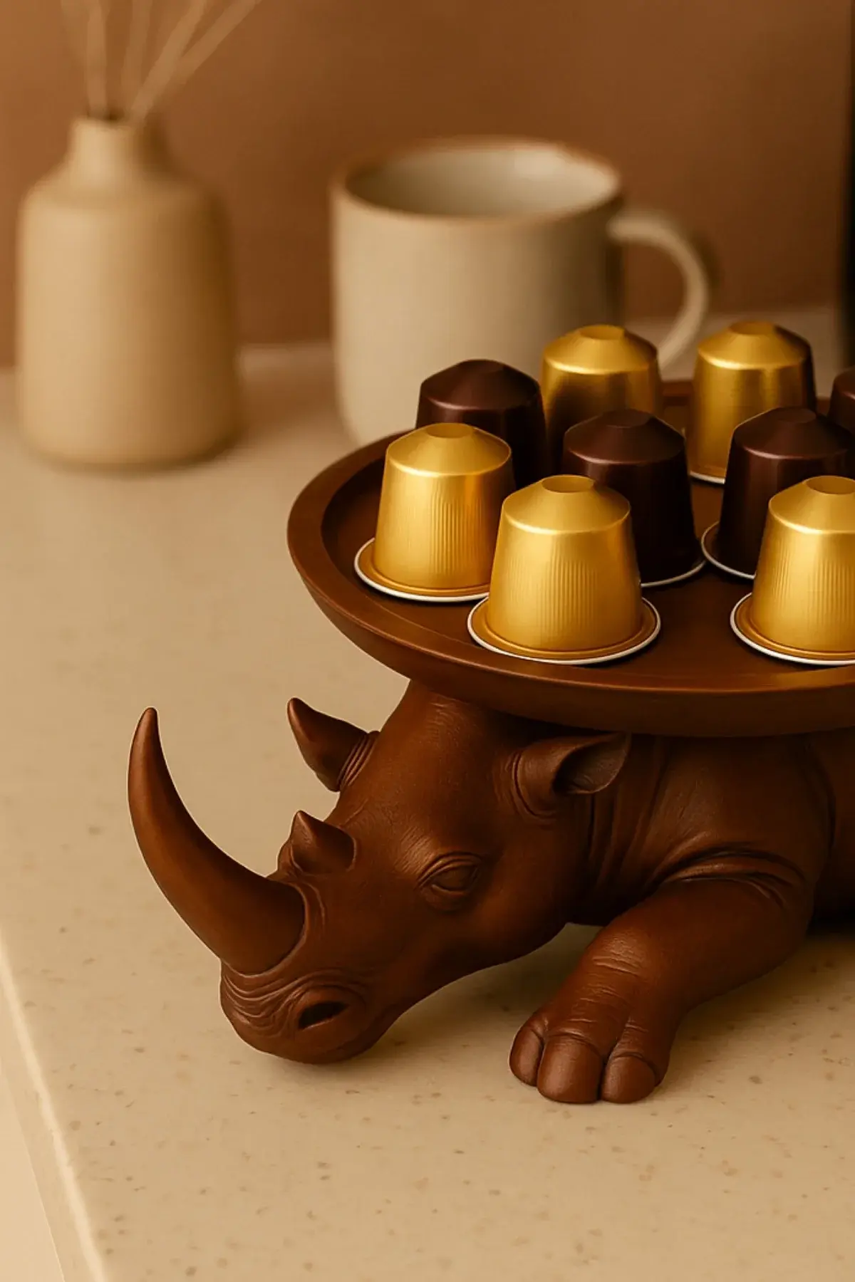 Gergedan Dekor Kahverengi 18 X 13 Cm