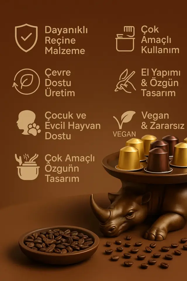 Gergedan Dekor Kahverengi 18 X 13 Cm