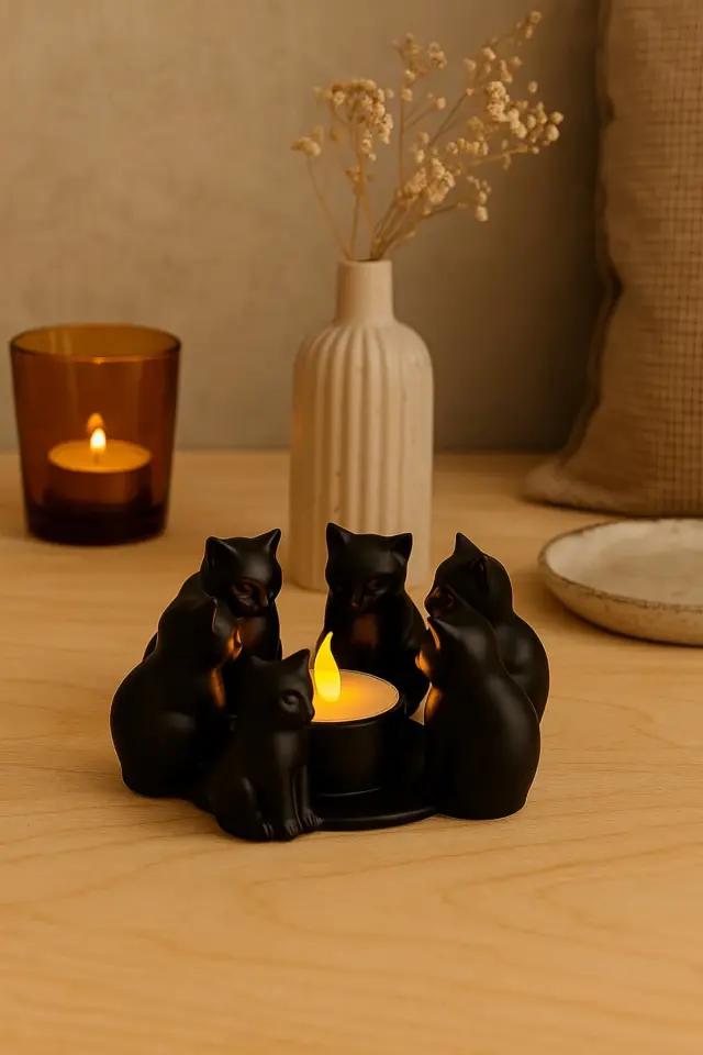 Ritüel Kediler Mumluk Led Mumluk Hediye