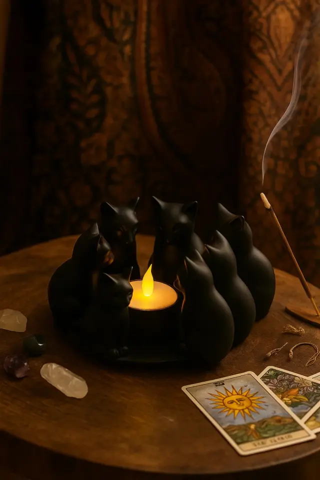 Ritüel Kediler Mumluk Led Mumluk Hediye