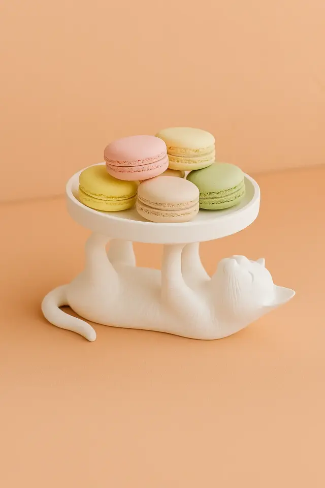 Kedi Sunumluk Tabak Beyaz 14 X 14 Cm