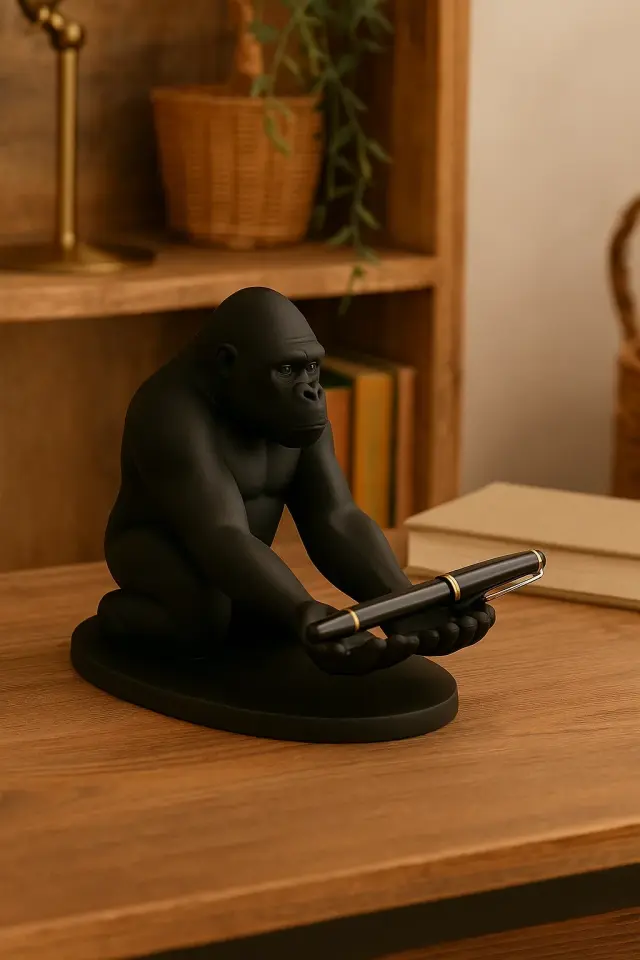 Goril Figür Telefon Kalem Tutucu 13 X 13 Cm