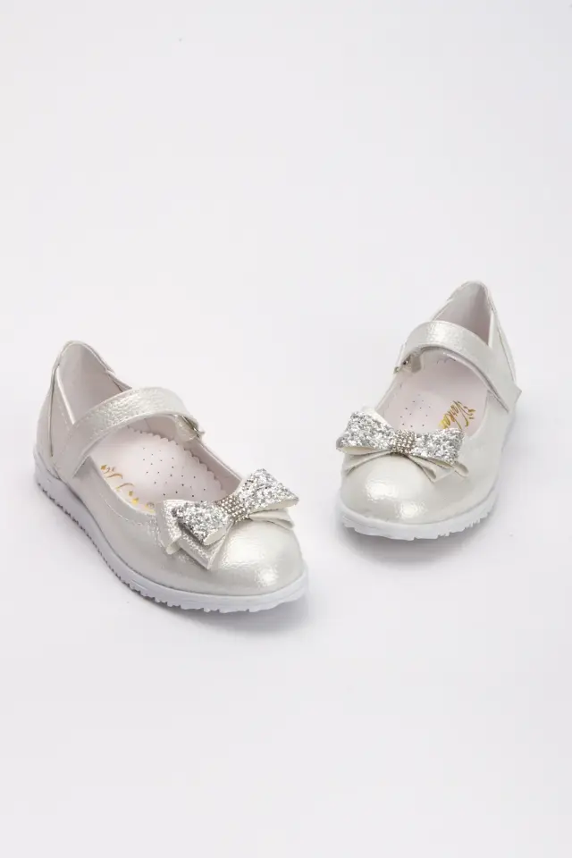 Kaymaz Taban   Beyaz Kız Çocuk Fiyonklu Babet