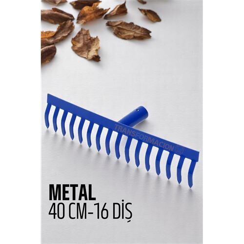 Metal Bahçe Tırmığı - Yaprak Toplama Tırmığı Dayanıklı Tırmık 16 DİŞ 40 CM