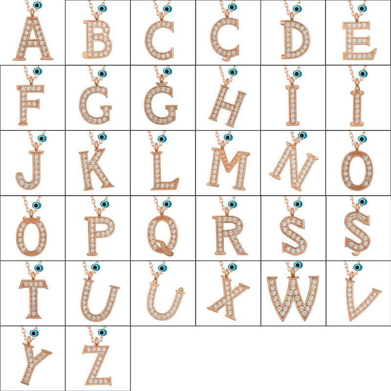 925 Ayar Gümüş Nazar Rose A Harfi Kadın Gümüş Kolye