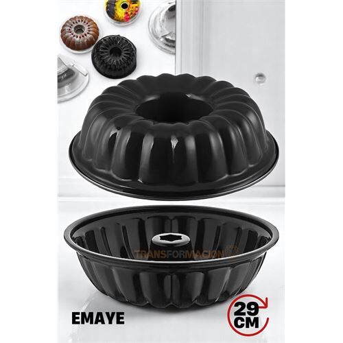 Emaye Kek Kalıbı - Yapışmaz Siyah Emaye Kek Kalıbı 29 CM