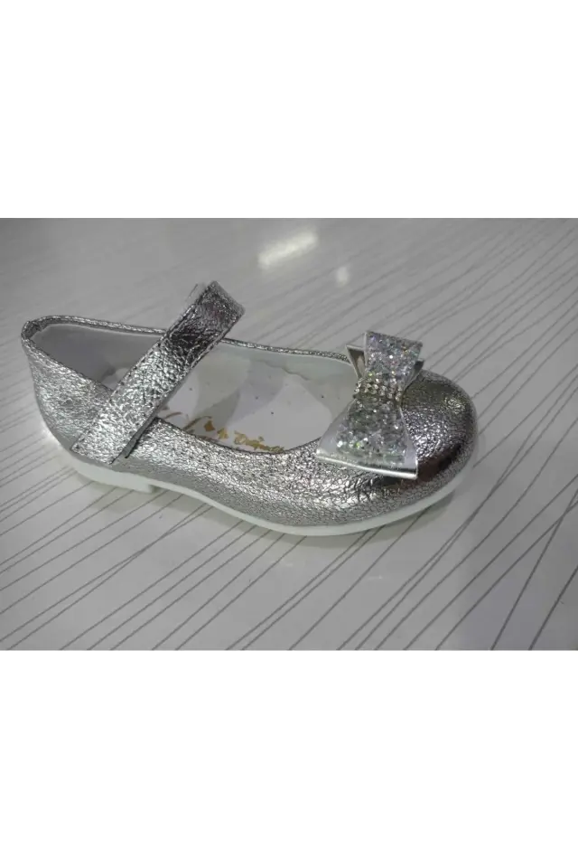 Gümüş Bebe Parlak Babet Ayakkabı