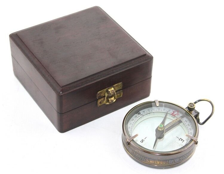 Ahşap Kutulu Pirinç Pusula