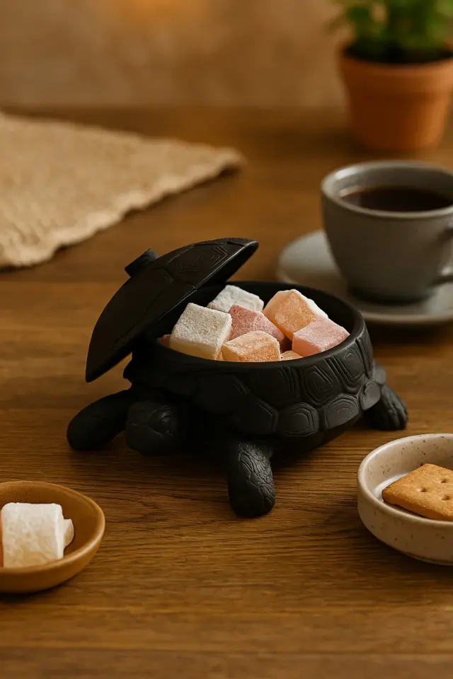 Kaplumbağa Takı Kutusu Şekerlik Kapaklı