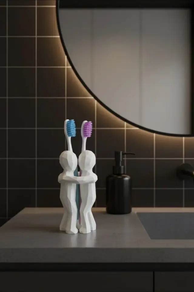 3d Dekoratif Sevgililer İçin Romantik Diş Fırçalığı 13 X 9 Cm