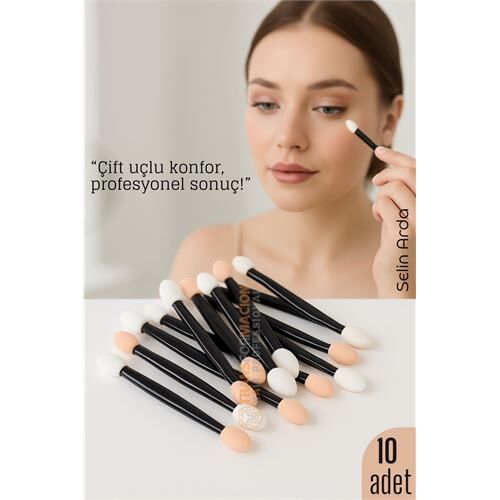 10’lu Göz Makyaj Aplikatörü Seti – Çift Uçlu, Sünger Başlıklı, Far Uygulama İçin İdeal