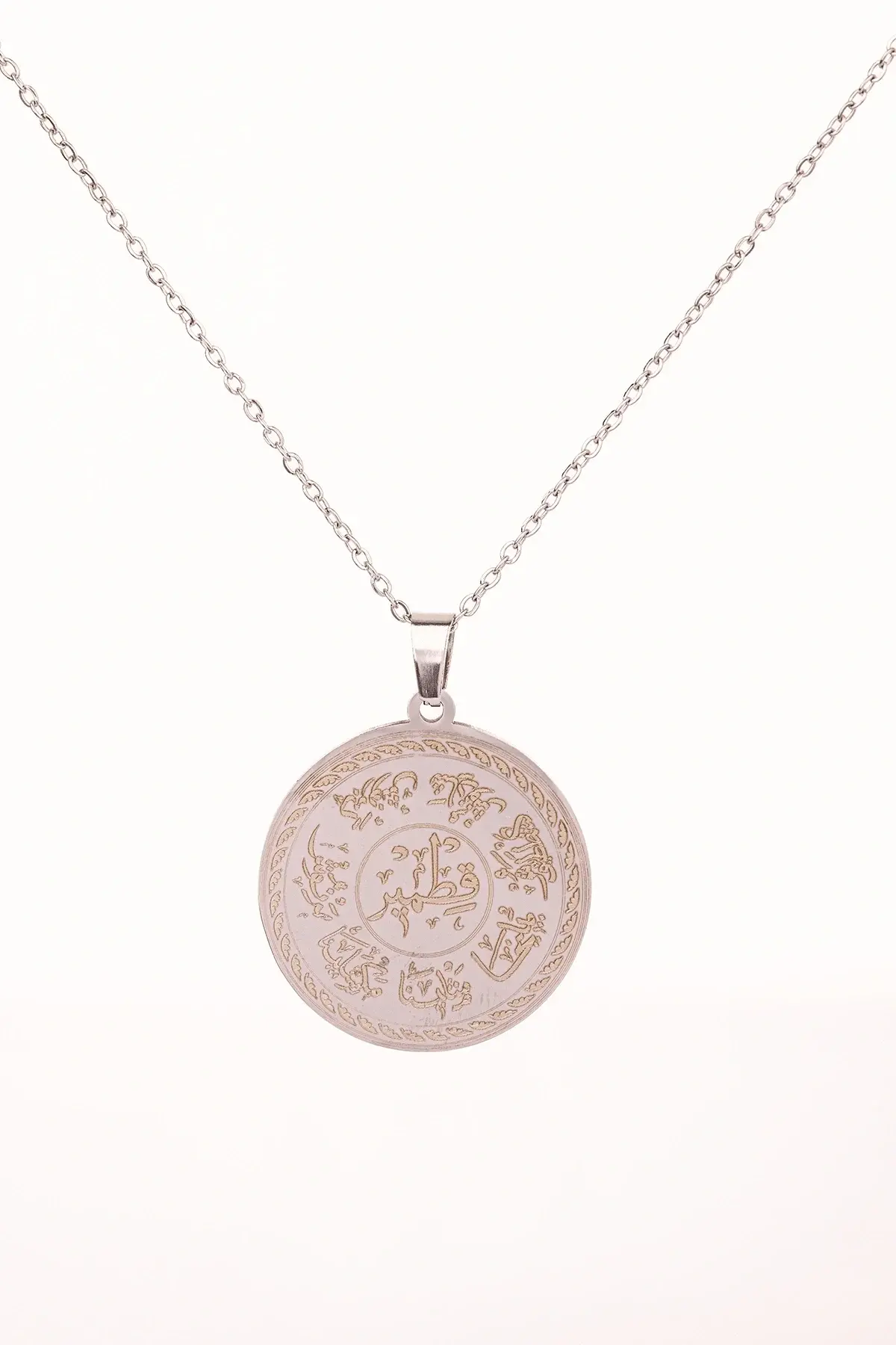 Gümüş Renk Ashab-ı Kehf Kıtmır Çelik Kolye Paslanmaz Zincir Kararmaz