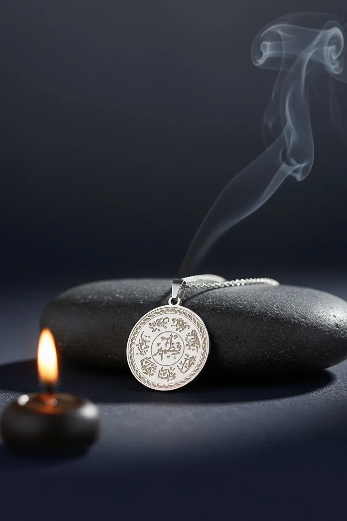 Gümüş Renk Ashab-ı Kehf Kıtmır Çelik Kolye Paslanmaz Zincir Kararmaz