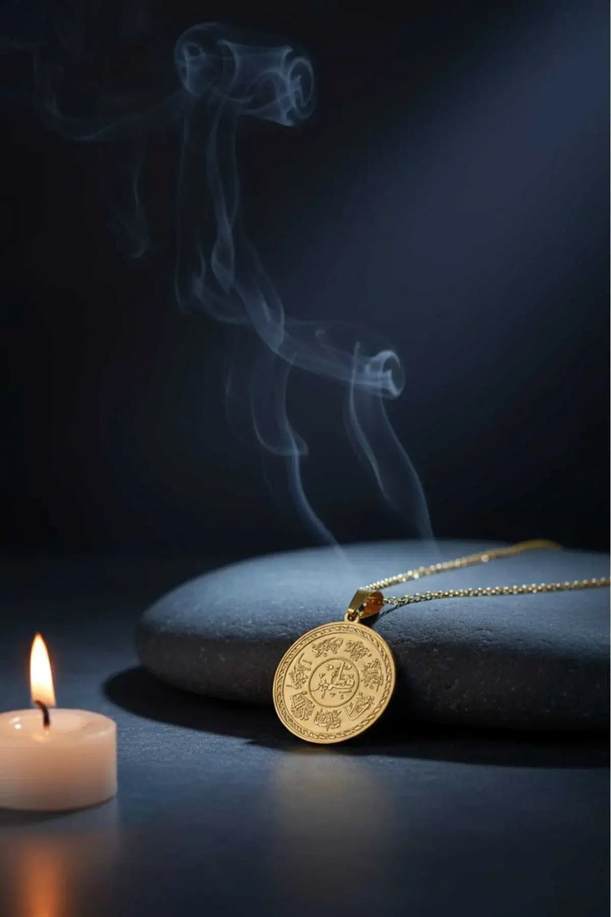 Altın Renk Ashab-ı Kehf Kıtmır Çelik Kolye Paslanmaz Zincir Kararmaz