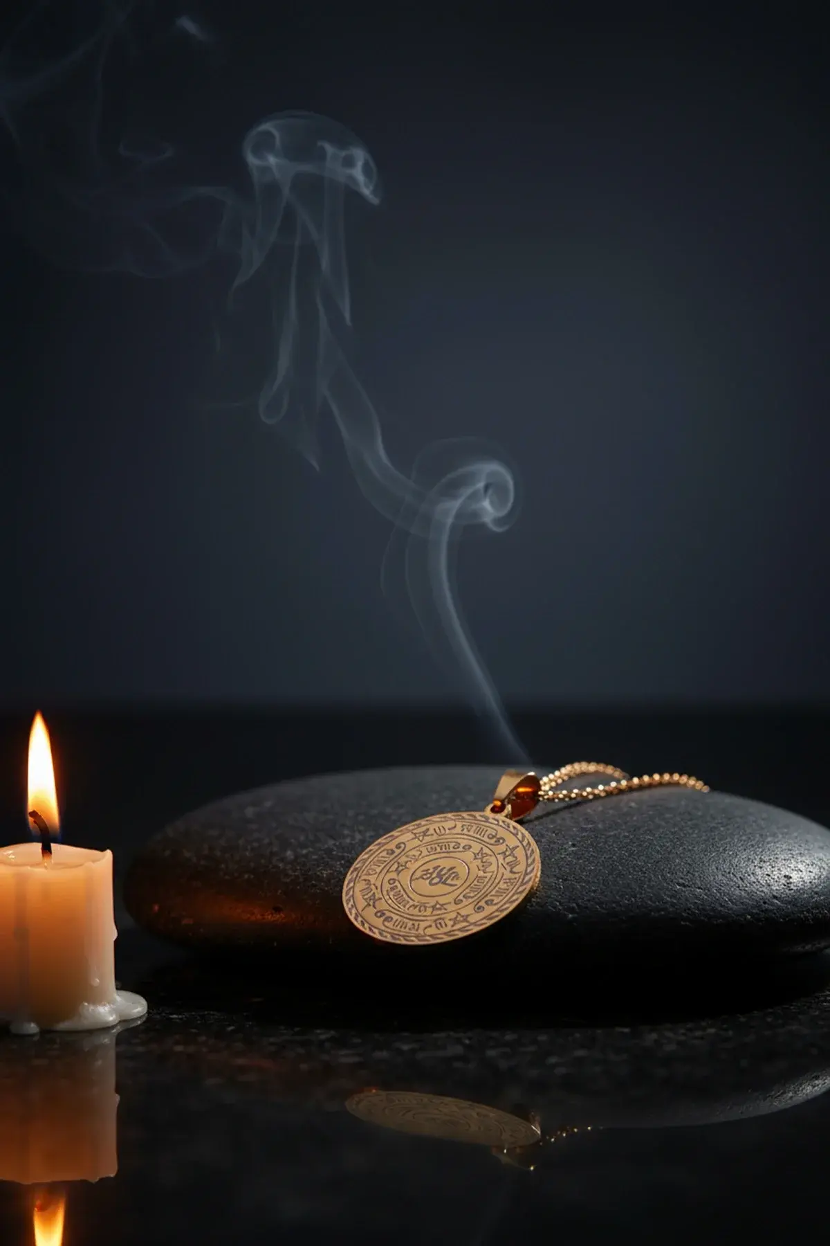 Celcelütiye Ve İsm-i Azam Vefk Yazılı Çelik Kolye Altın Renk Paslanmaz Zincir (unisex)