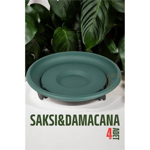 Tekerlekli Saksı Altığı 4 ADET 37 CM YEŞİL