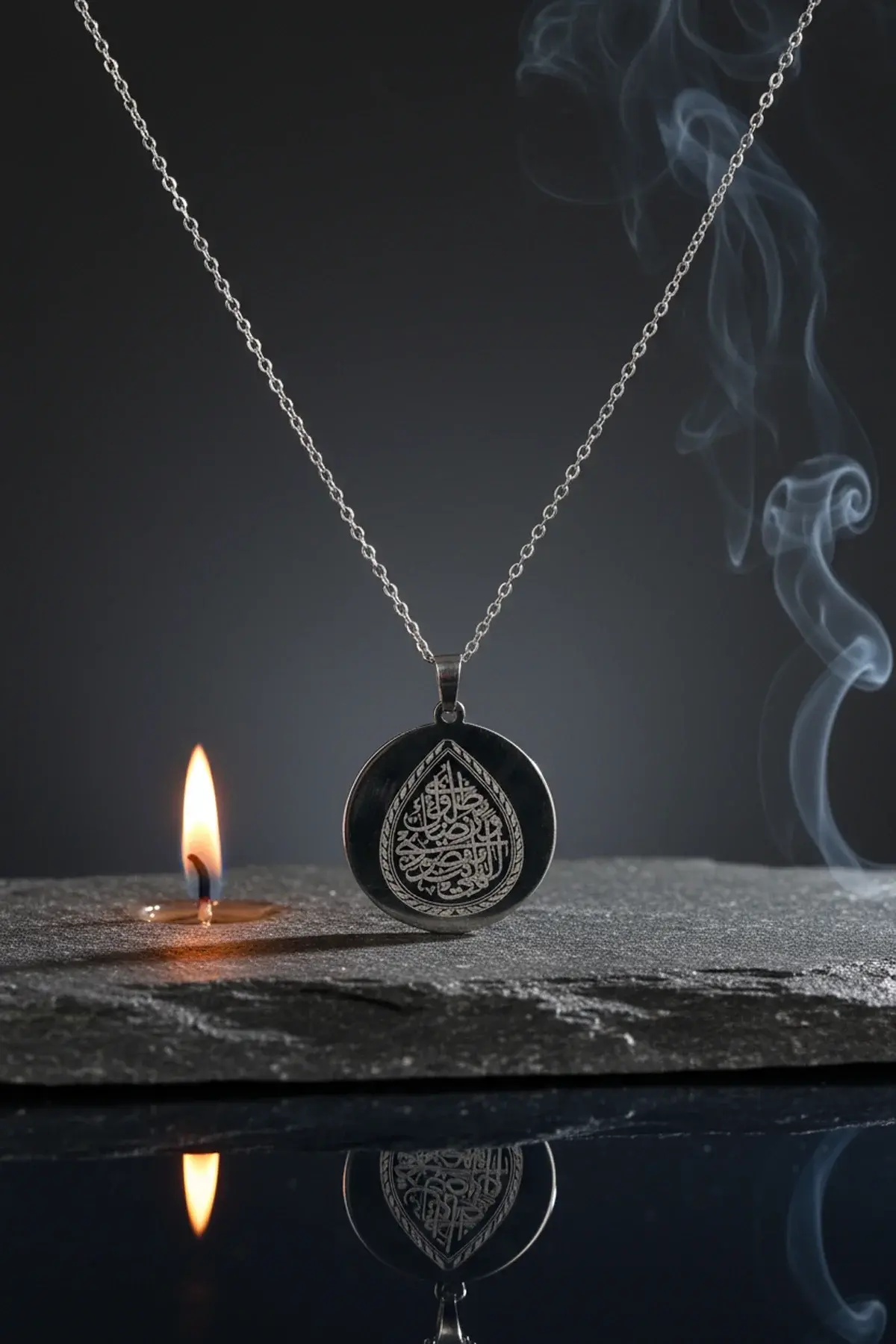 Gümüş Renk İlâhe Ente Maksûdî Çelik Kolye Paslanmaz Zincir Kararmaz