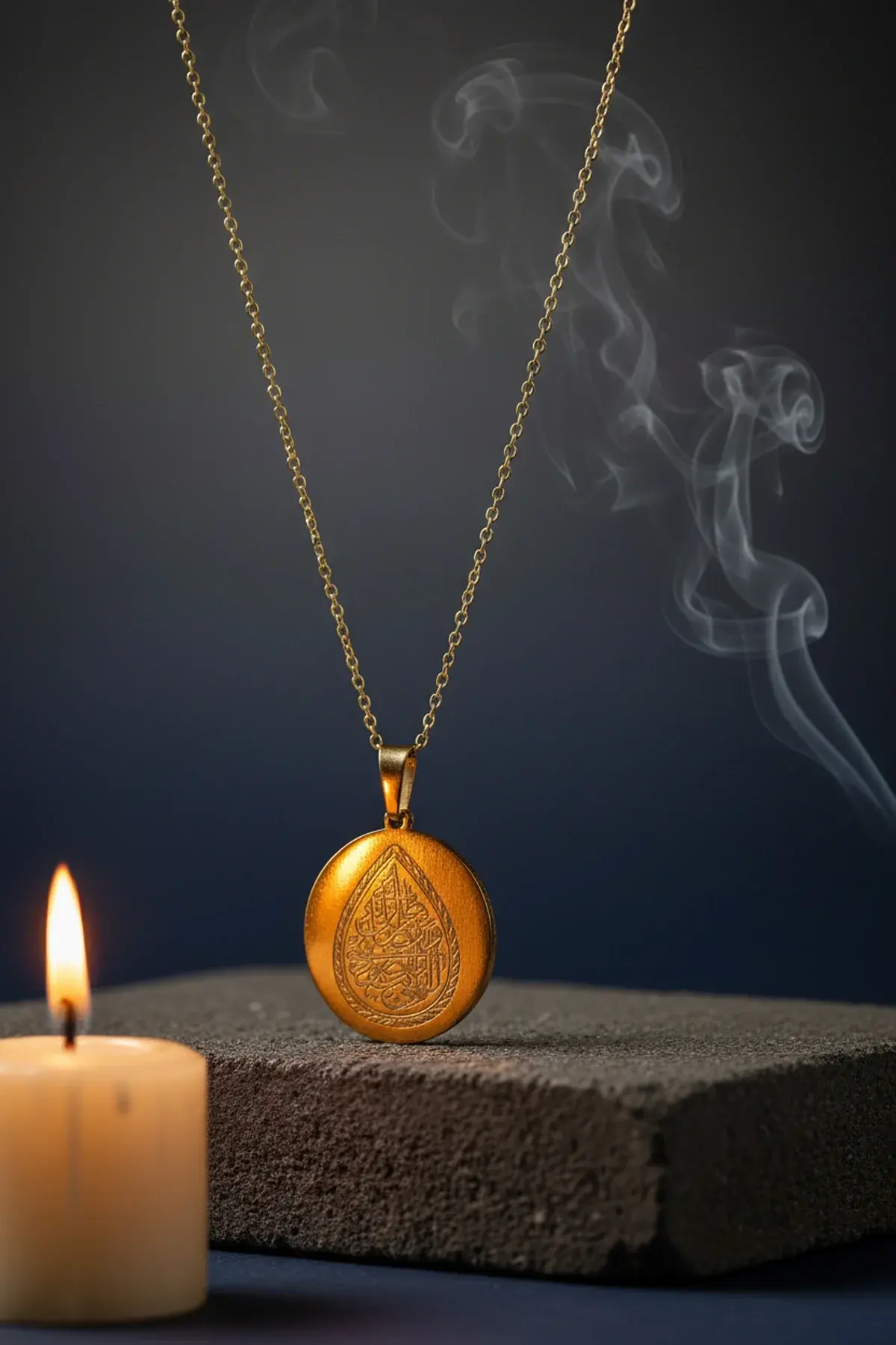 Altın Renk İlâhe Ente Maksûdî Çelik Kolye Paslanmaz Zincir Kararmaz