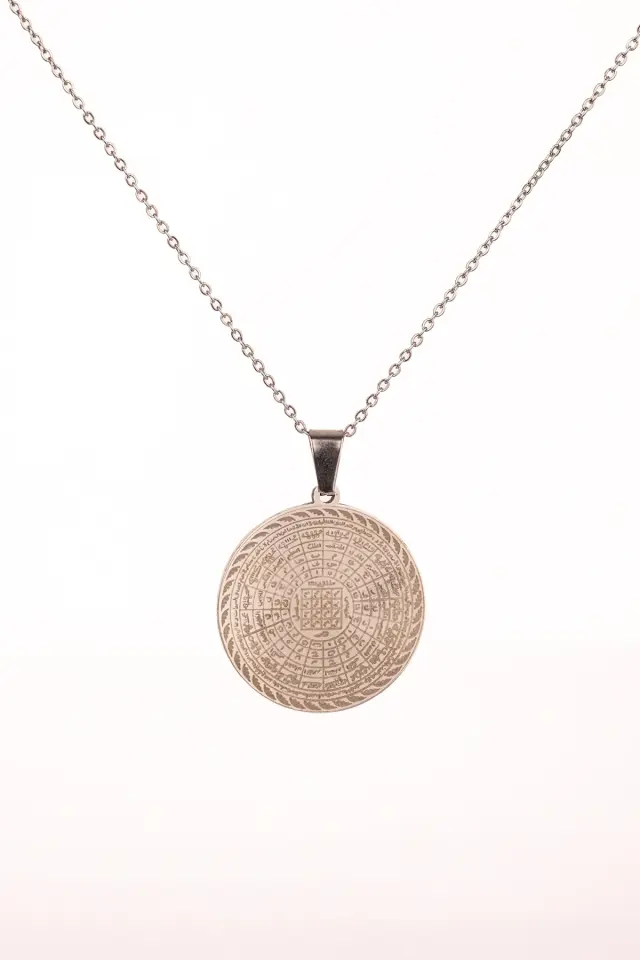 Gümüş Renk Cennetül Esma Yazılı Çelik Kolye Kararmaz Paslanmaz Zincirli Unisex Kolye