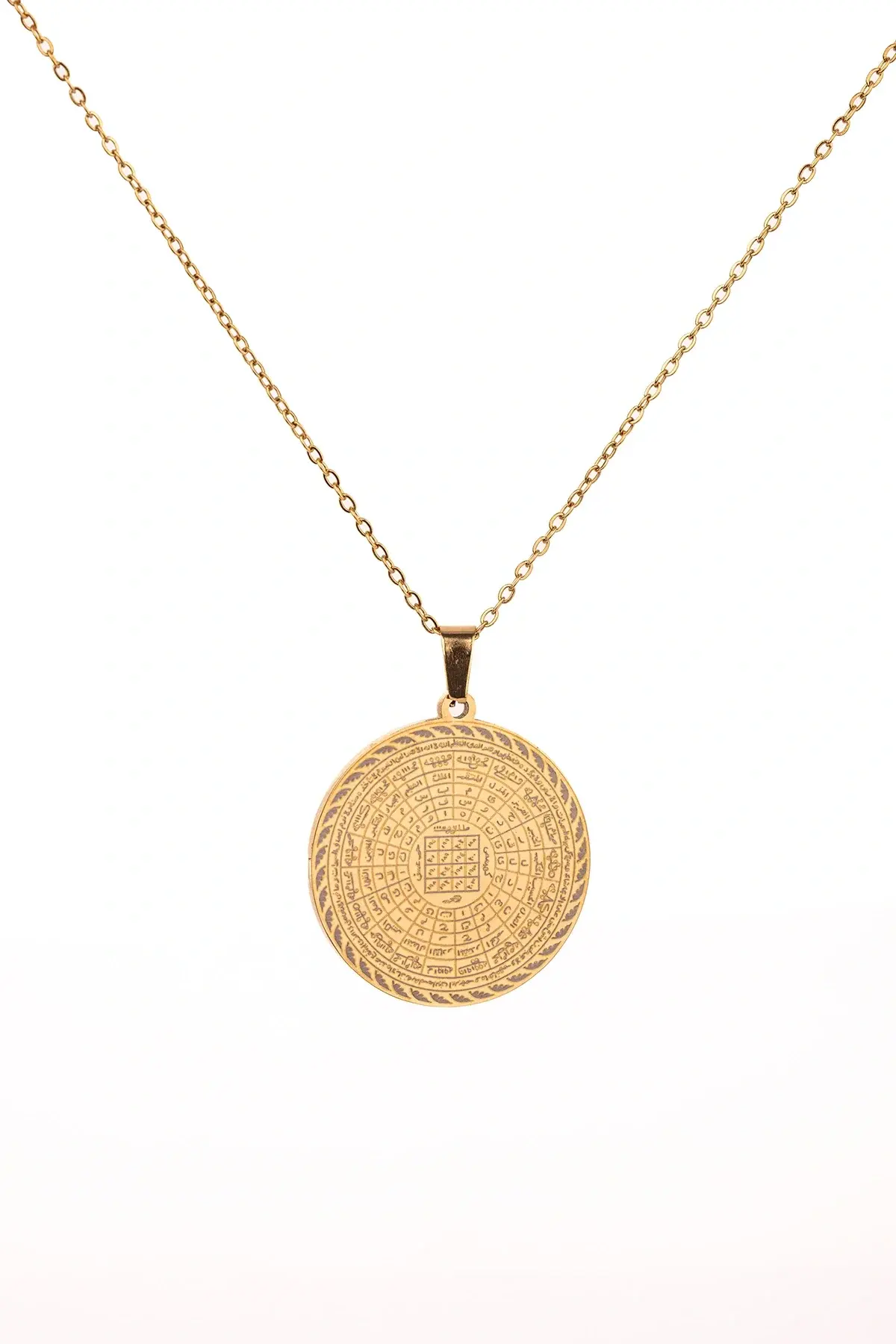 Altın Renk Cennetül Esma Yazılı Çelik Kolye Kararmaz Paslanmaz Zincirli Unisex Kolye