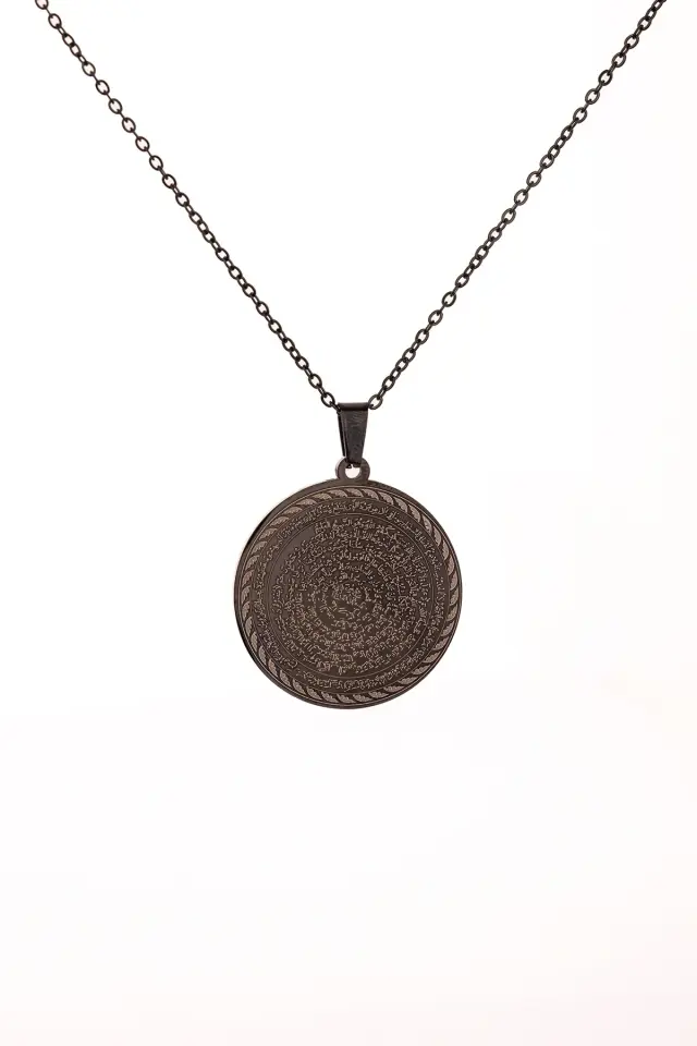 Süleyman Mührü Ve Cin Mektubu Yazılı Çelik Kolye Kararmaz Paslanmaz Çelik Zincirli Unisex Kolye