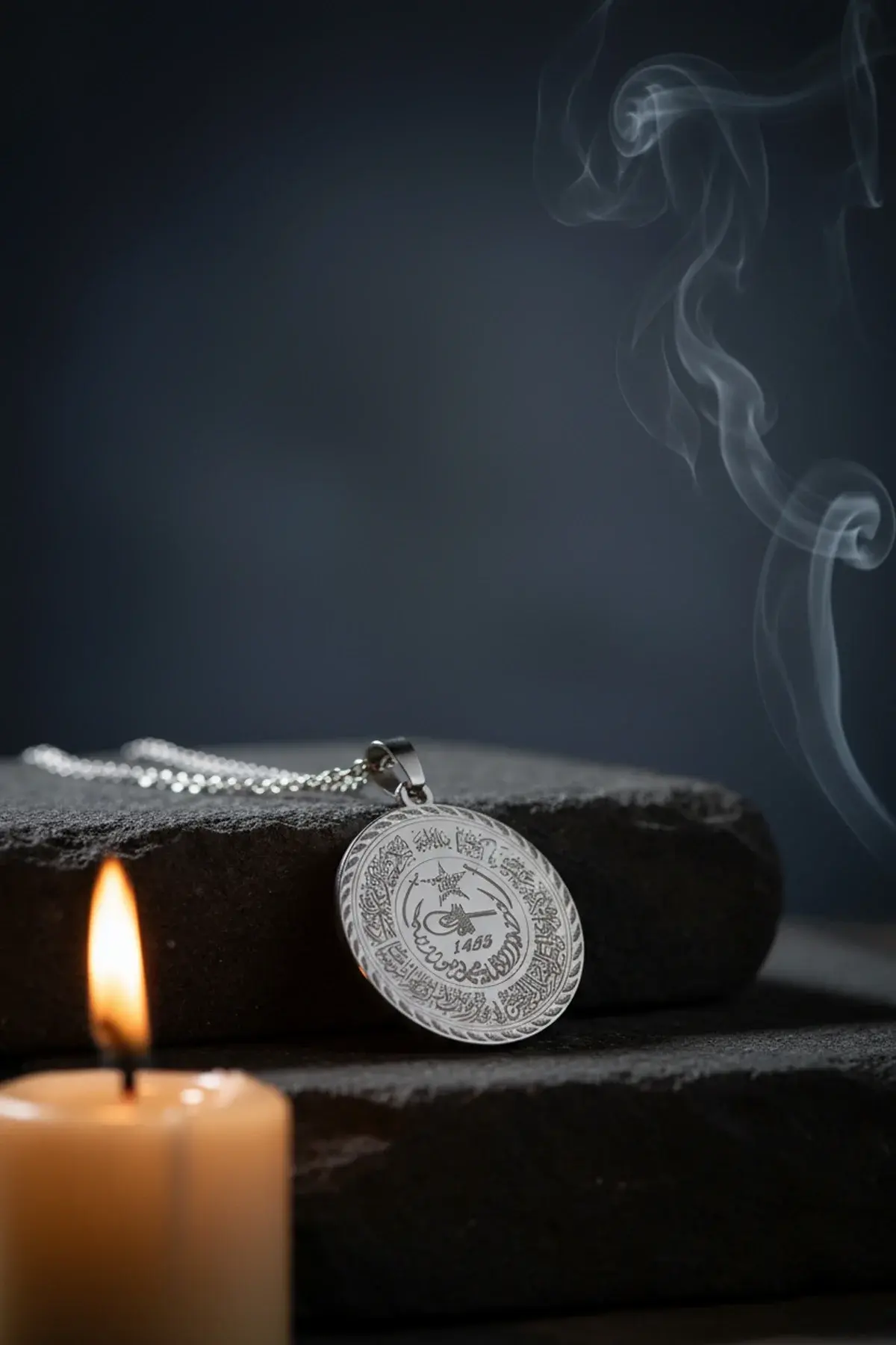 Gümüş Renk Fetih Suresi Yazılı Çelik Kolye Kararmaz Paslanmaz Zincir (unisex)