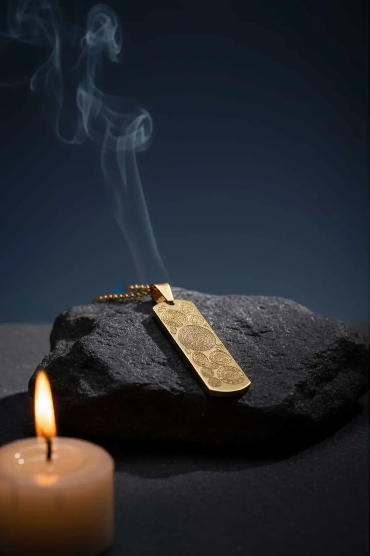 Altın Renk Dikdörtgen Altın Kaplama Dualı Çelik Kolye Çelik Zincirli Kararmaz Paslanmaz Silinmez