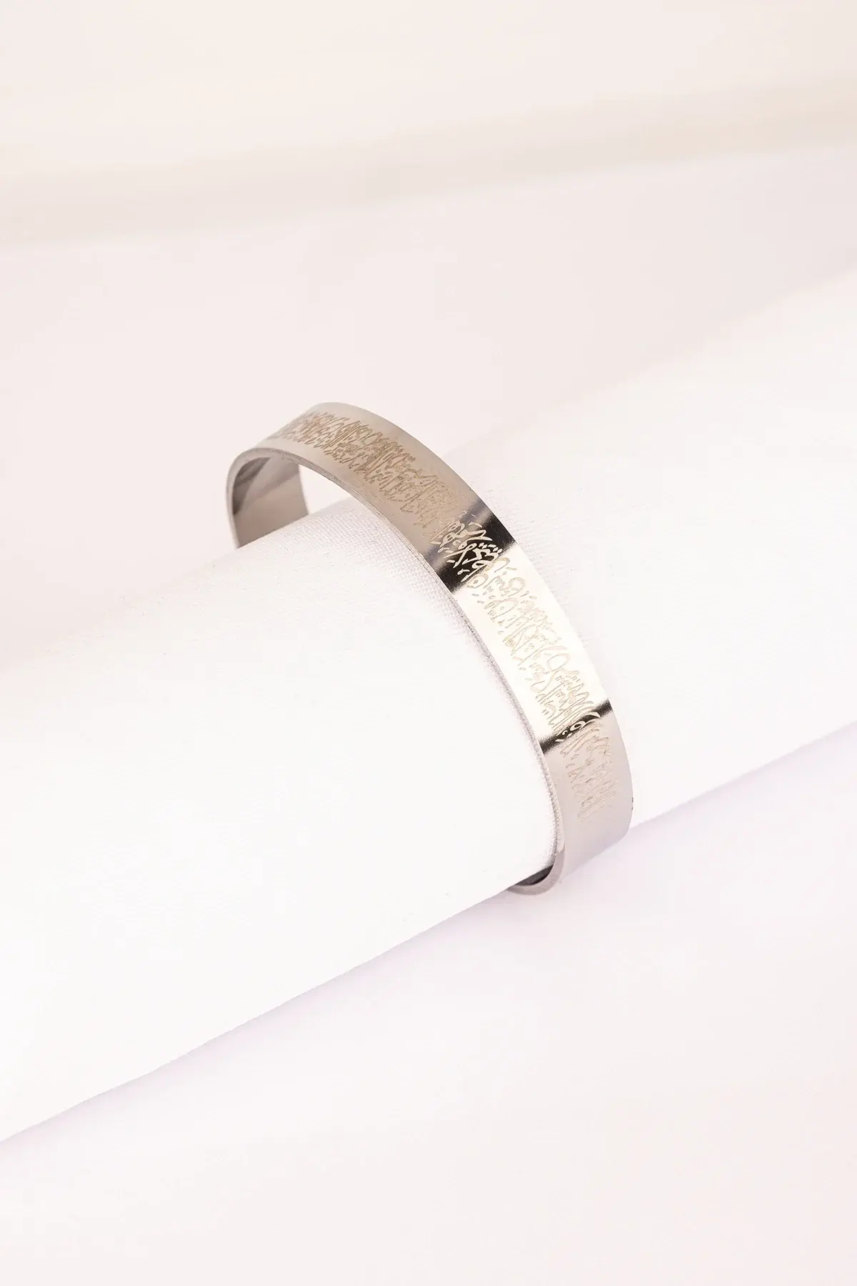 Gümüş Renk Ayetel Kürsi Nalı Şerif Yazılı Çelik Bileklik Ayarlanabilir Paslanmaz Kararmaz Unisex